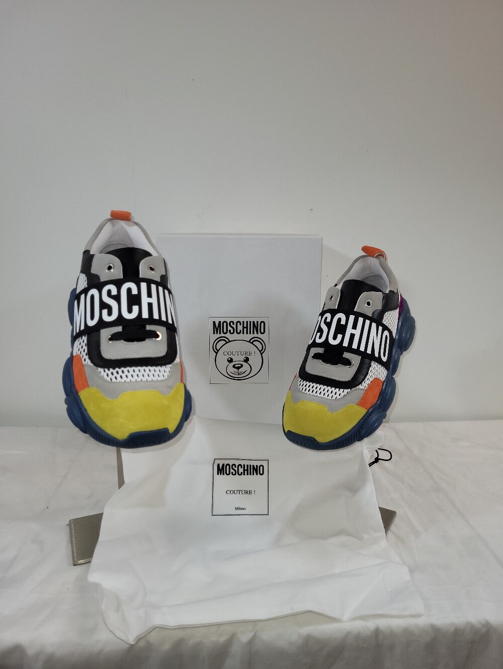 Moschino Men's Multicolor Sneakers Size US 9 Authentic Brand New with Box $570